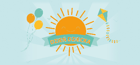 Słońce z banerem dzień dziecka